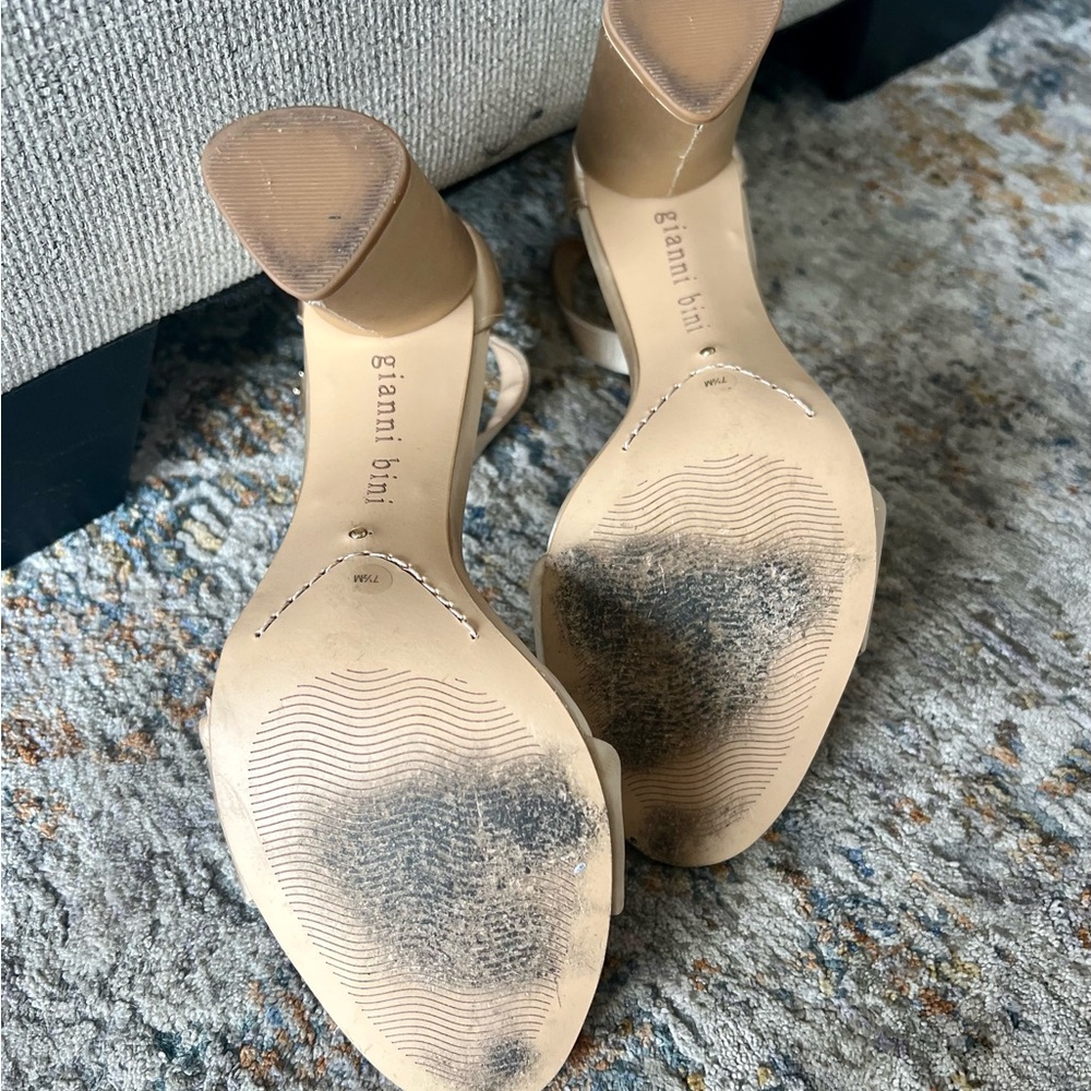 Gianni Bini Nude Chunky Heel Sandals - Picture 6 of 9